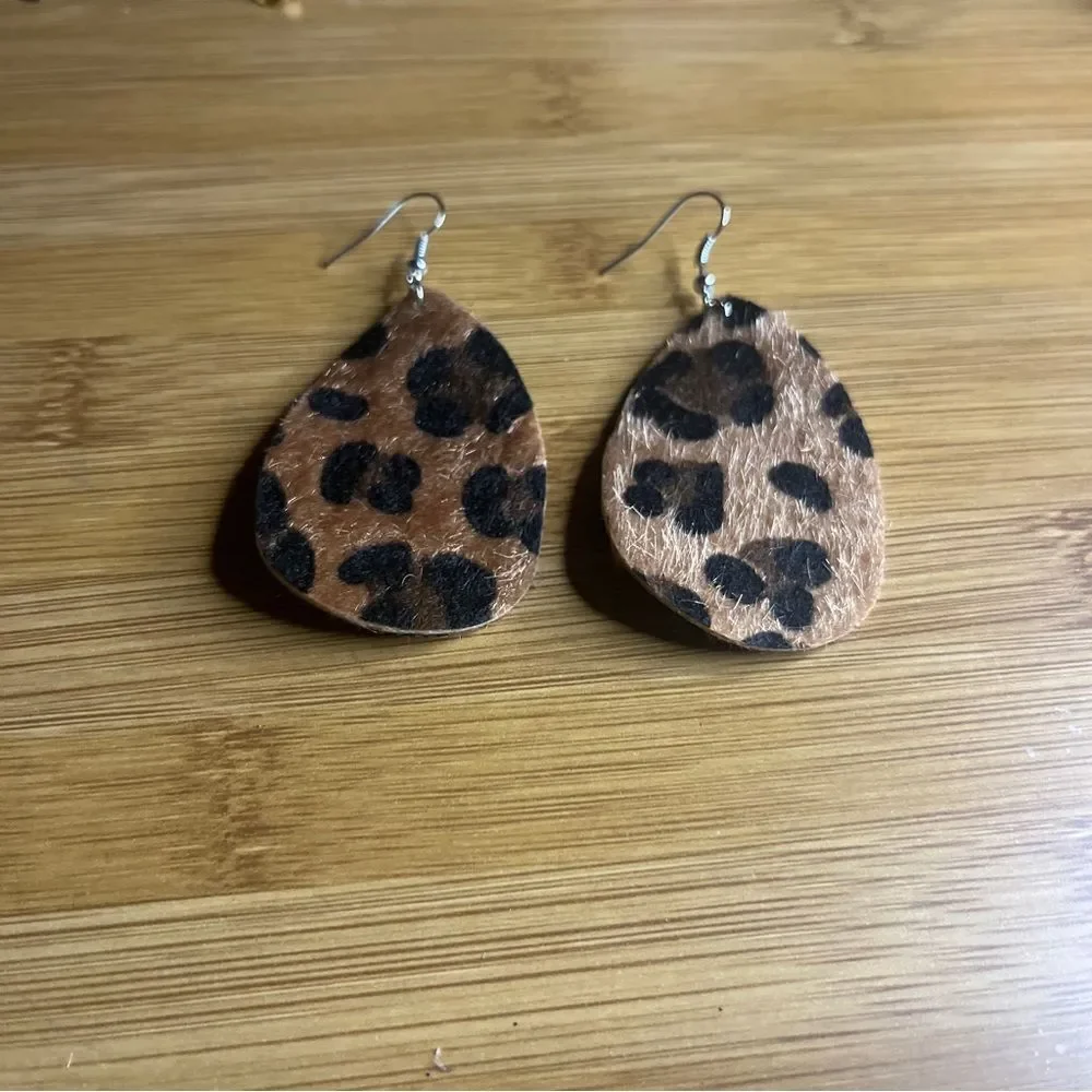 Leopard Print Teardrop Earrings